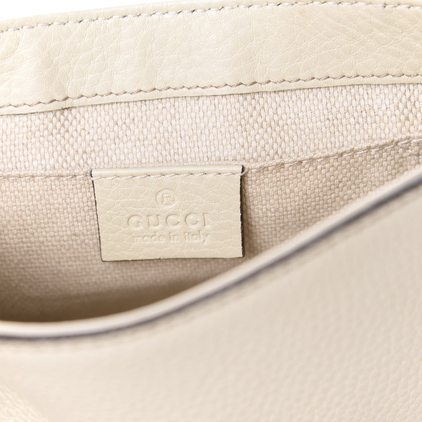 Pebbled Calfskin Small Soho Flap Crossbody Off White