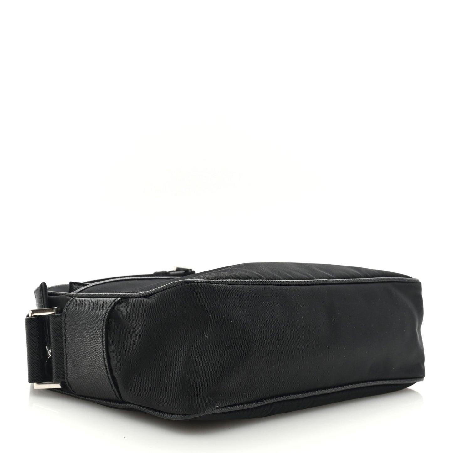 Tessuto Saffiano Pocket Double Zip Shoulder Bag Black