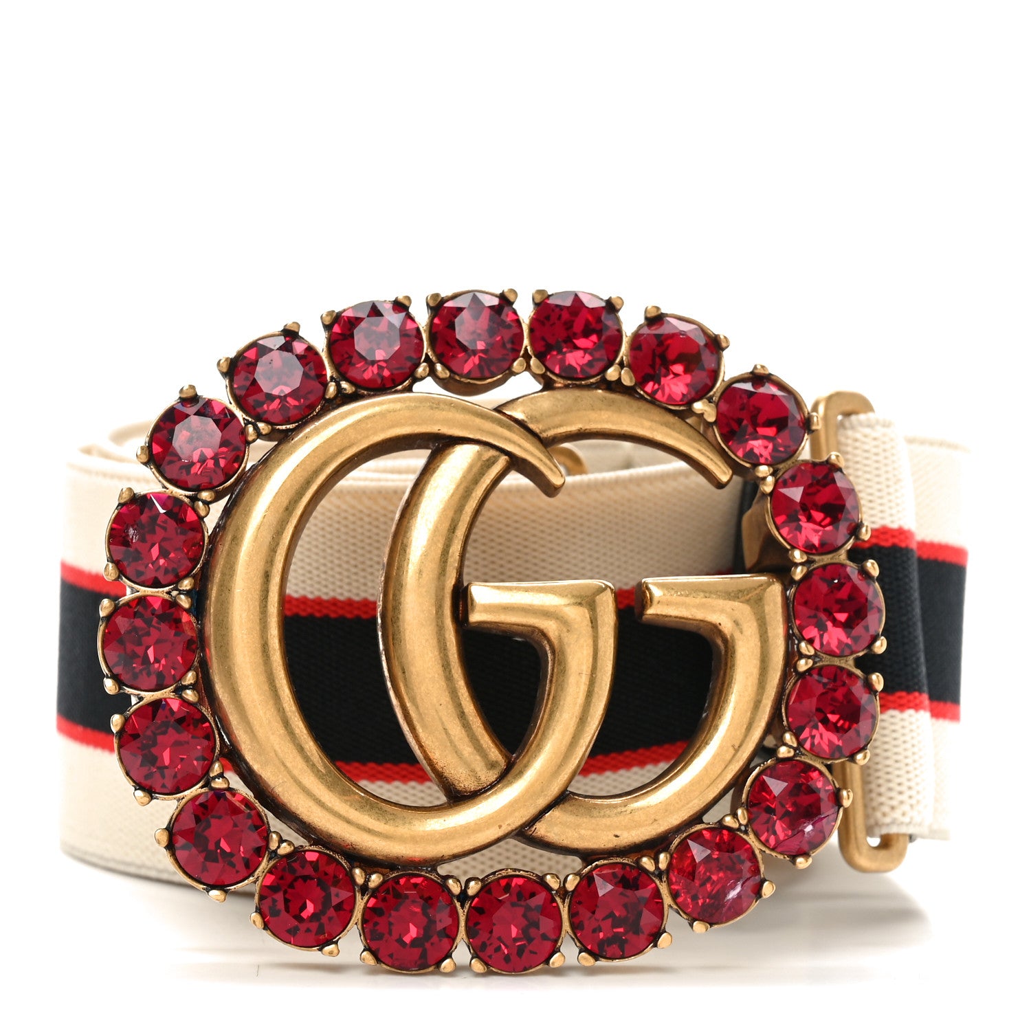 Gucci Jacquard Crystal Stripe Double G Belt 70 28 White 1753632 ...