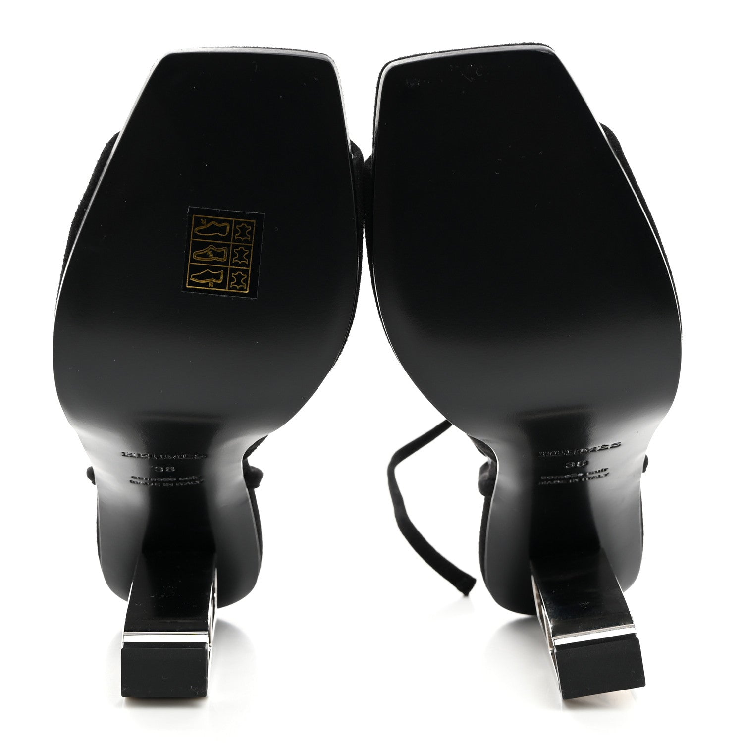 Hermes Chevre Velours Image 100 Sandals 38 Black 5 of 8