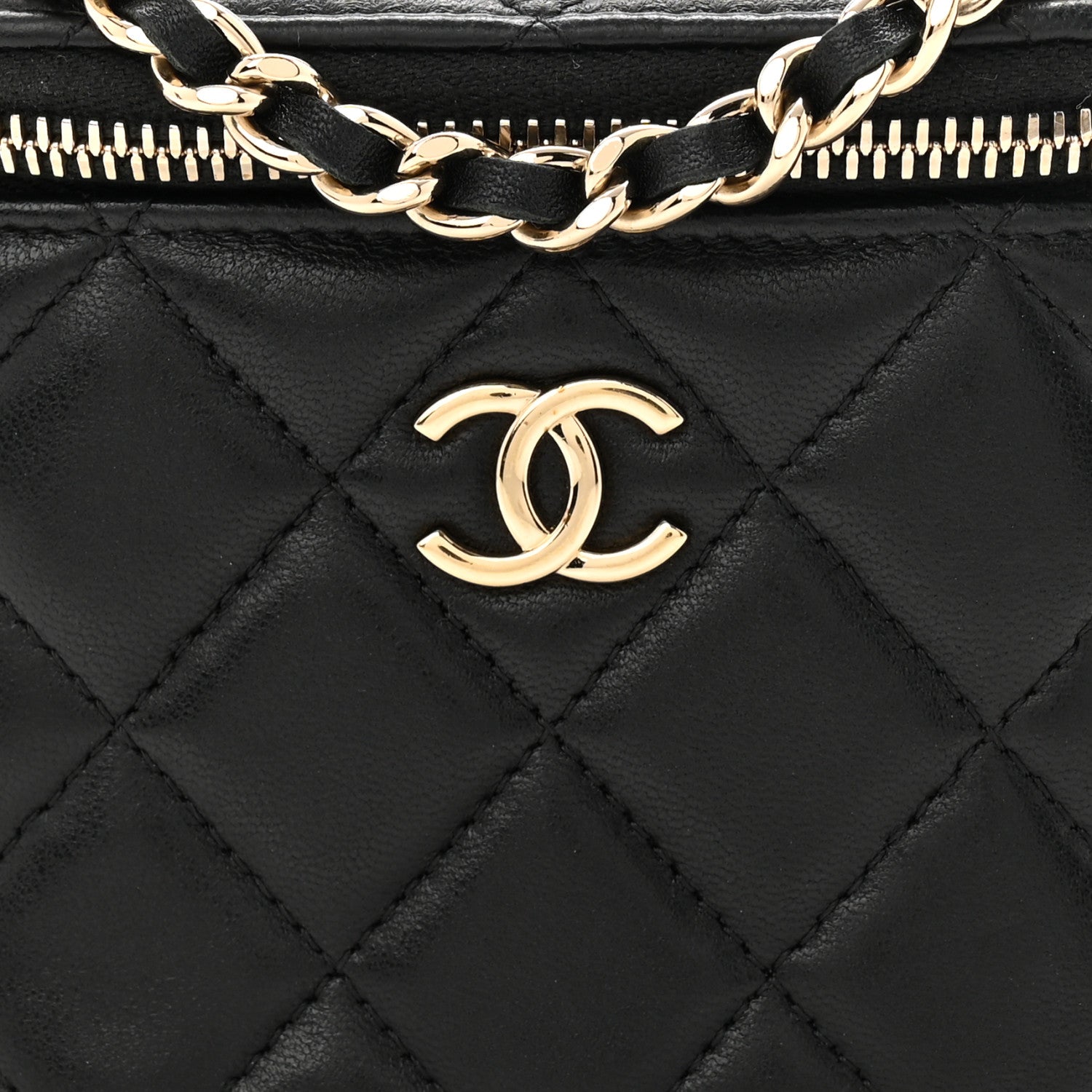 Chanel Lambskin Quilted Top Handle Mini Vanity Case With Chain Black 9 of 11