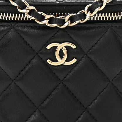 Chanel Lambskin Quilted Top Handle Mini Vanity Case With Chain Black 9 of 11