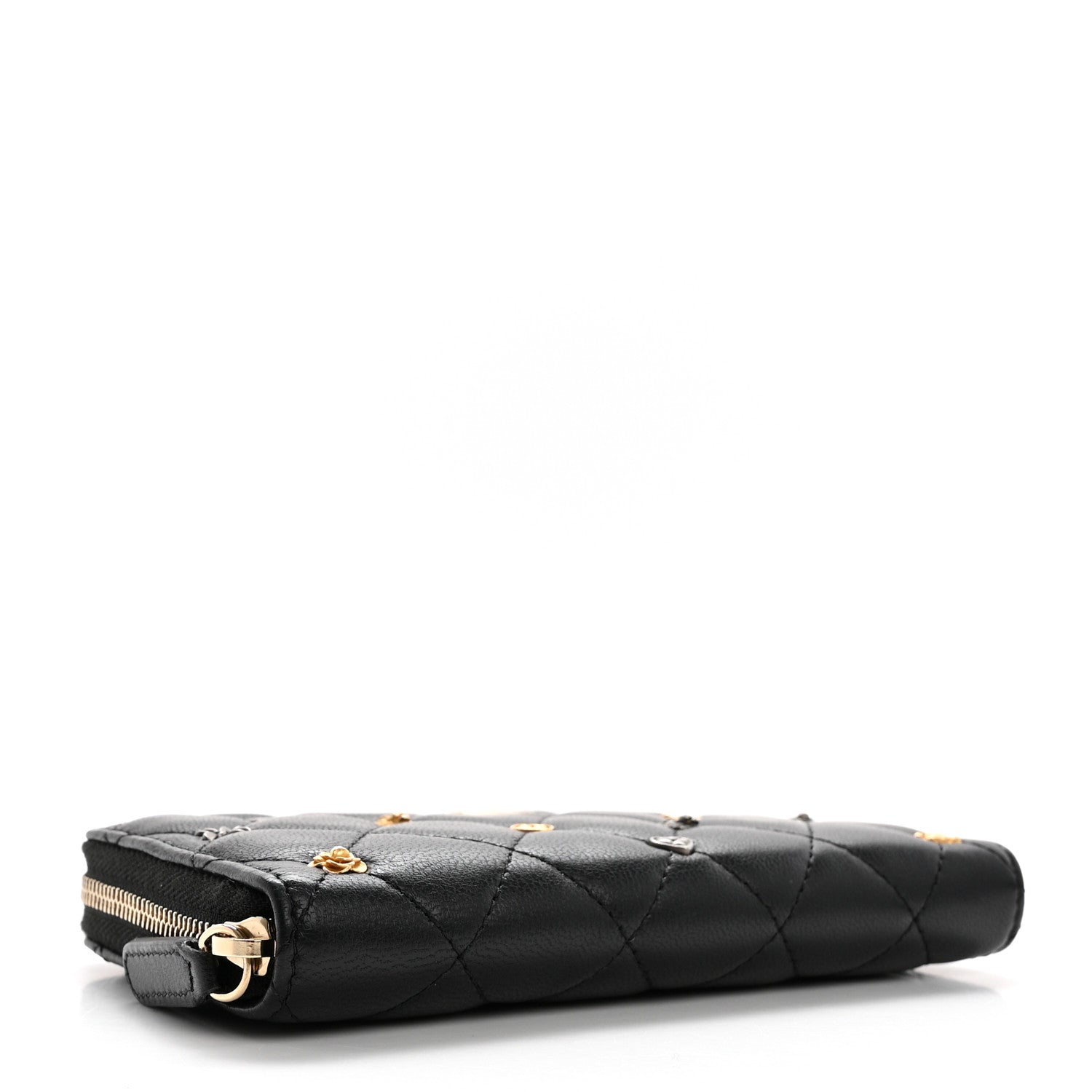 Chanel Lambskin Quilted Small Lucky Charms Zip Around Wallet Black 4 of 11