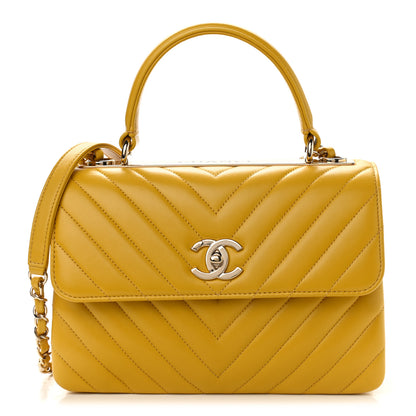 Chanel Lambskin Chevron Quilted Small Trendy CC Dual Handle Flap Bag Yellow 1 of 16