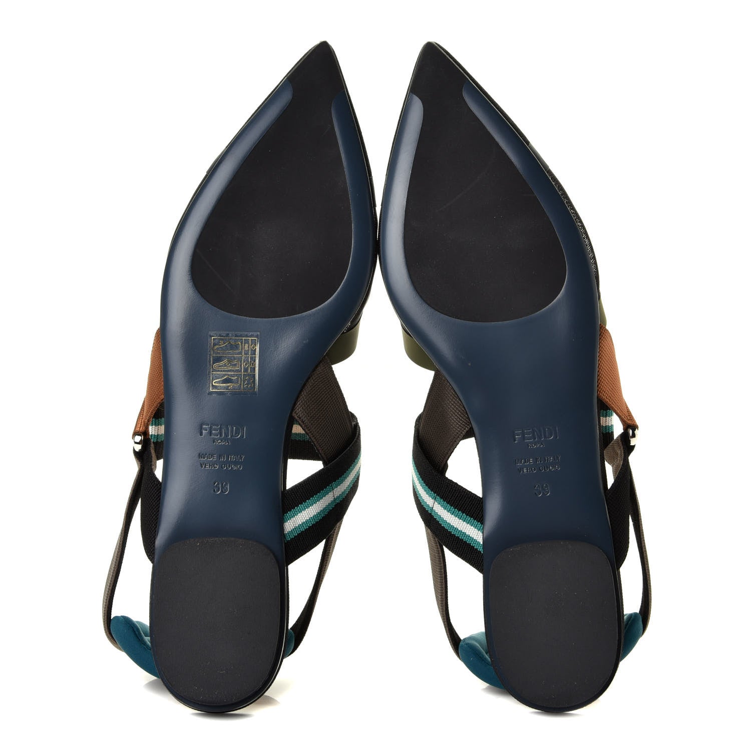 Fendi Technical Mesh Colibri Slingback Ballerina Flats 39 Green Multicolor 12 of 15