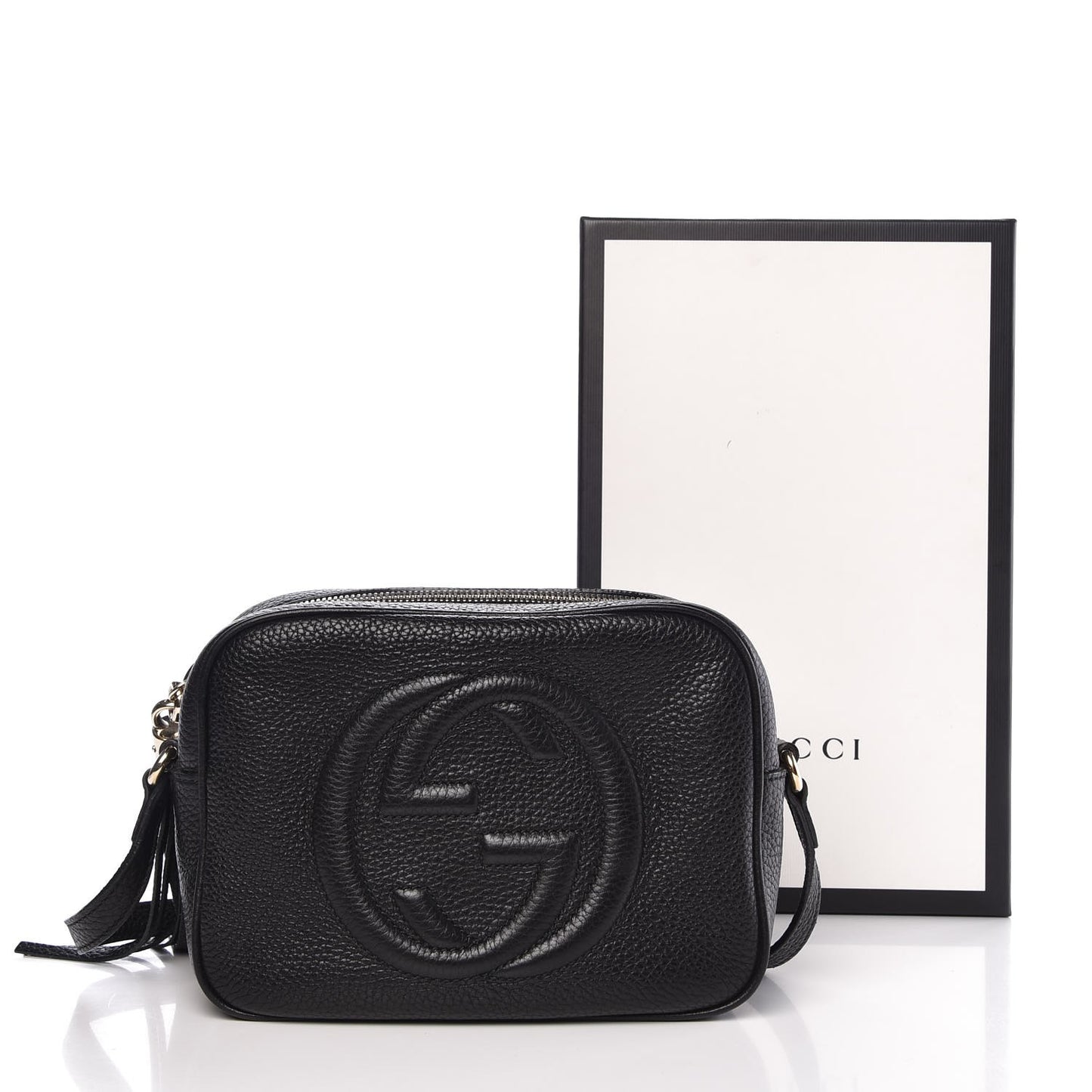 Pebbled Calfskin Small Soho Disco Bag Black