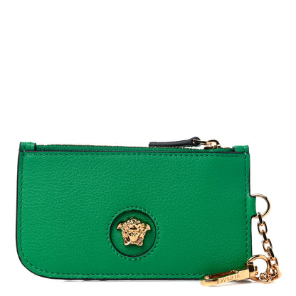 Versace Grained Calfskin Medusa Key Pouch Green 1 of 7