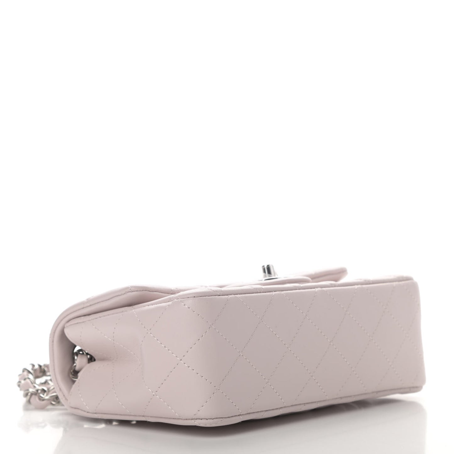 Lambskin Quilted Mini Rectangular Flap Light Purple
