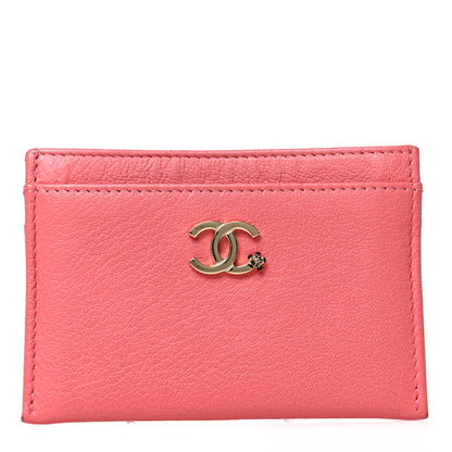 Chanel Goatskin CC Camellia Card Holder Pink 1 of 7