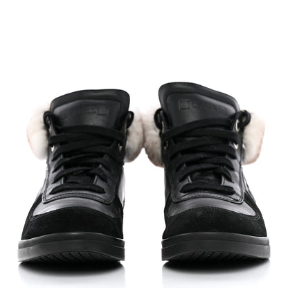 Chanel Calfskin Chinchilla High Top Sneakers 39 Black 2 of 8