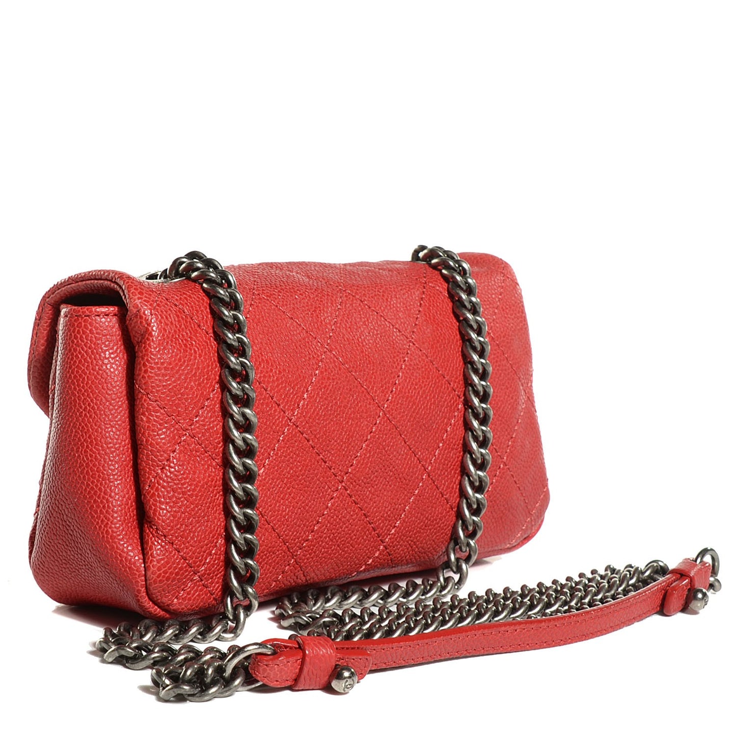 Caviar Quilted Mini Simply CC Flap Red