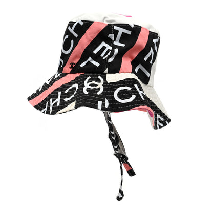 Chanel Cotton Logo Cloche Hat S Ecru Black Pink 5 of 11