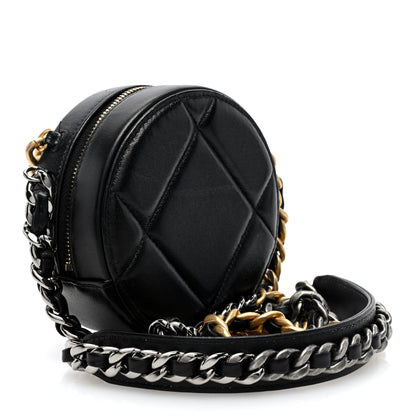Chanel Lambskin Quilted Chanel 19 Round Clutch With Chain Black 3 of 10