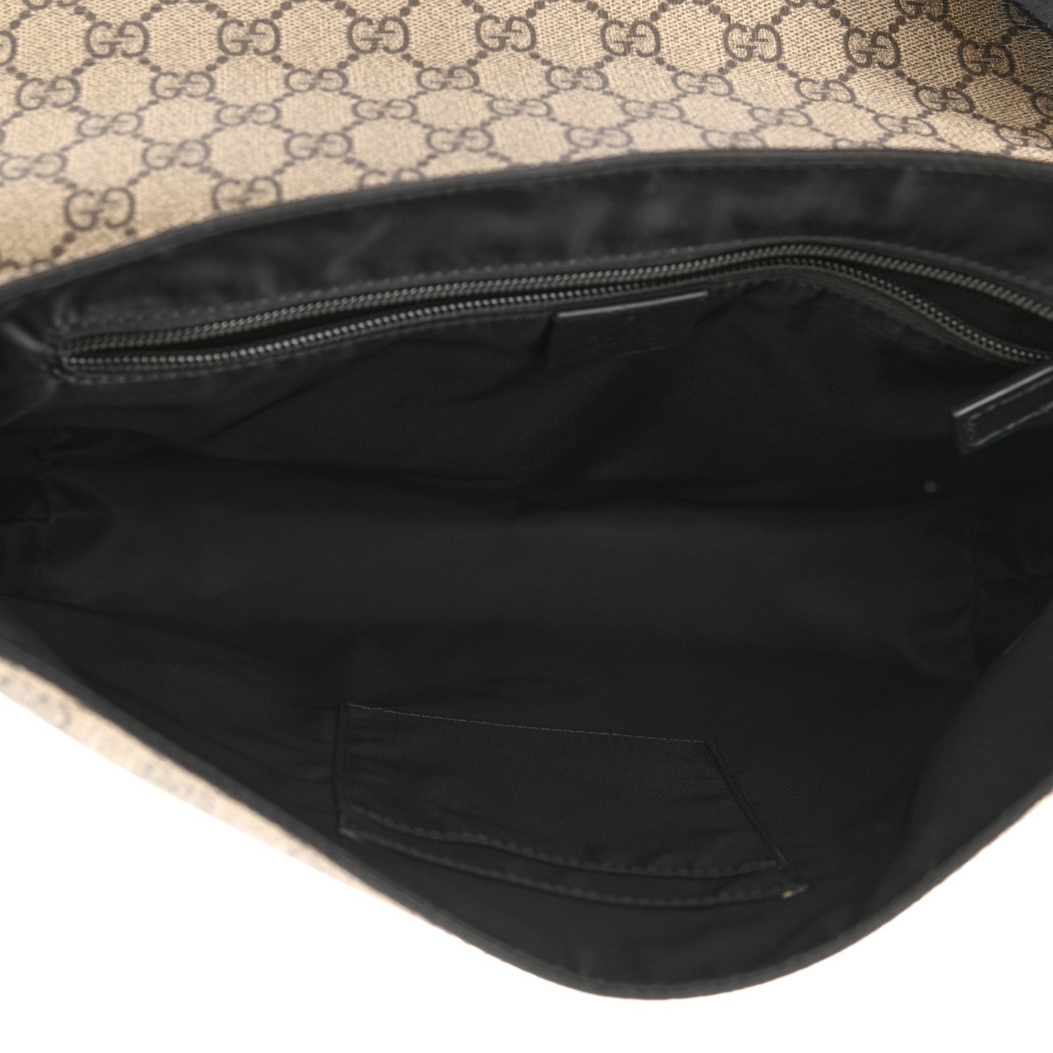 Gucci GG Supreme Monogram Web Flap Messenger Bag Black 5 of 8