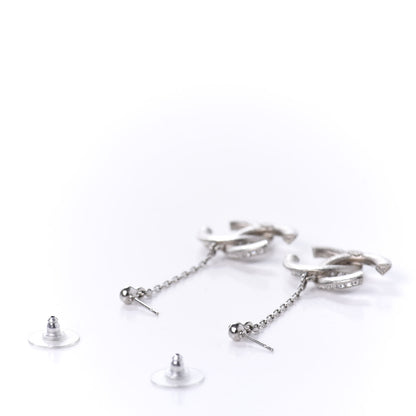 Chanel Baguette Crystal CC Drop Earrings Silver 3 of 5
