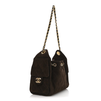 Chanel Suede Quilted Mini Chanel 25 Handbag Dark Brown 5 of 21