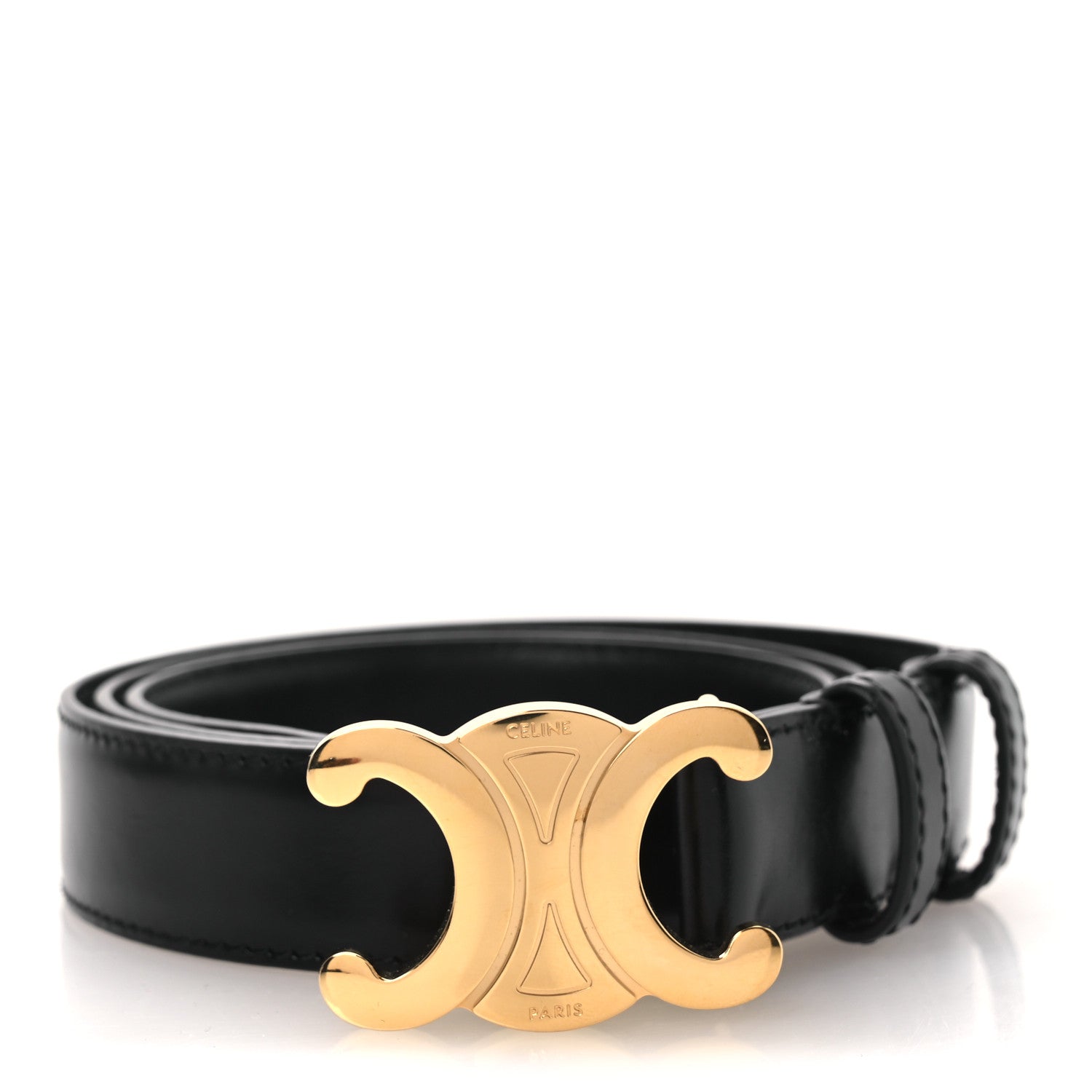 Celine Box Calfskin Medium Triomphe Belt 80 32 Black 1795133