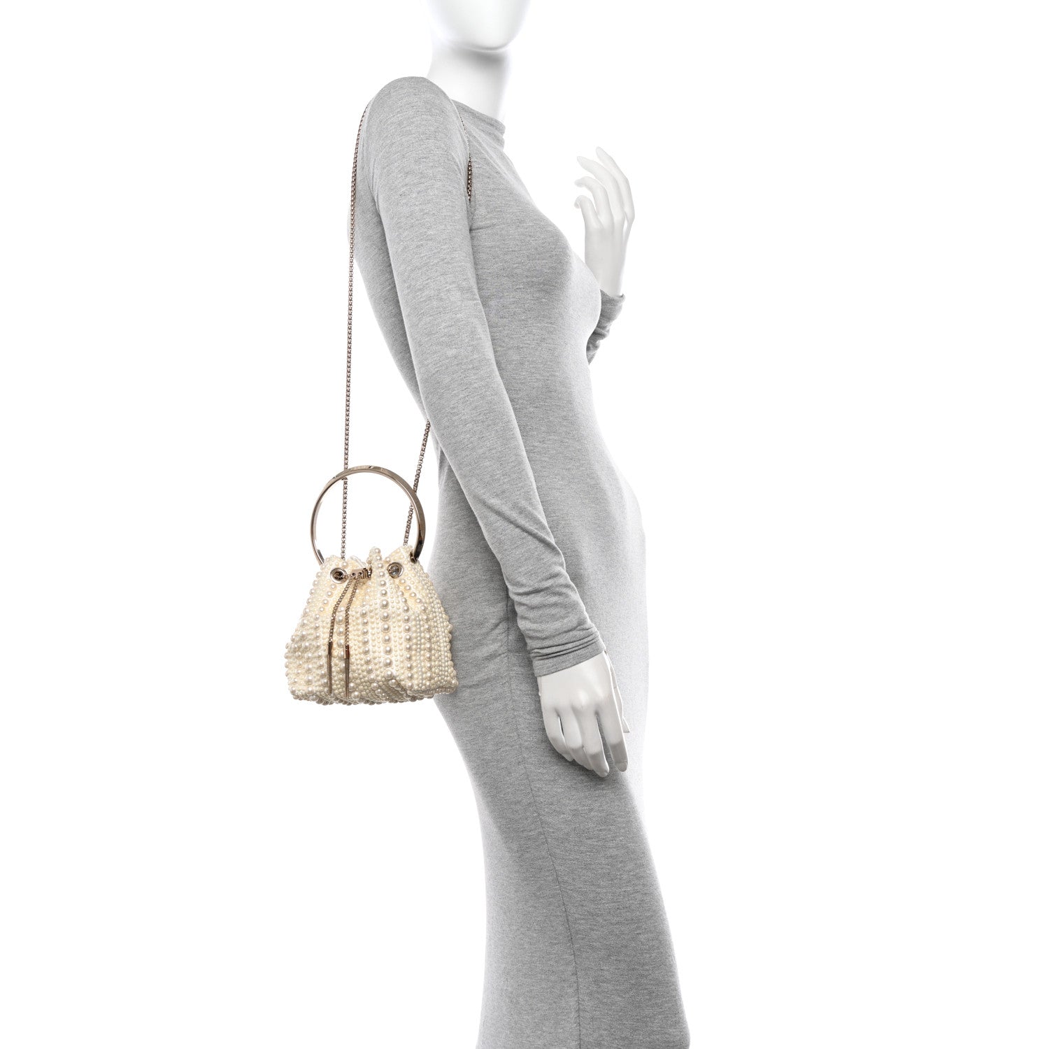 Jimmy Choo Satin Pearl Embellished Bon Bon Bag Ivory 2 of 9