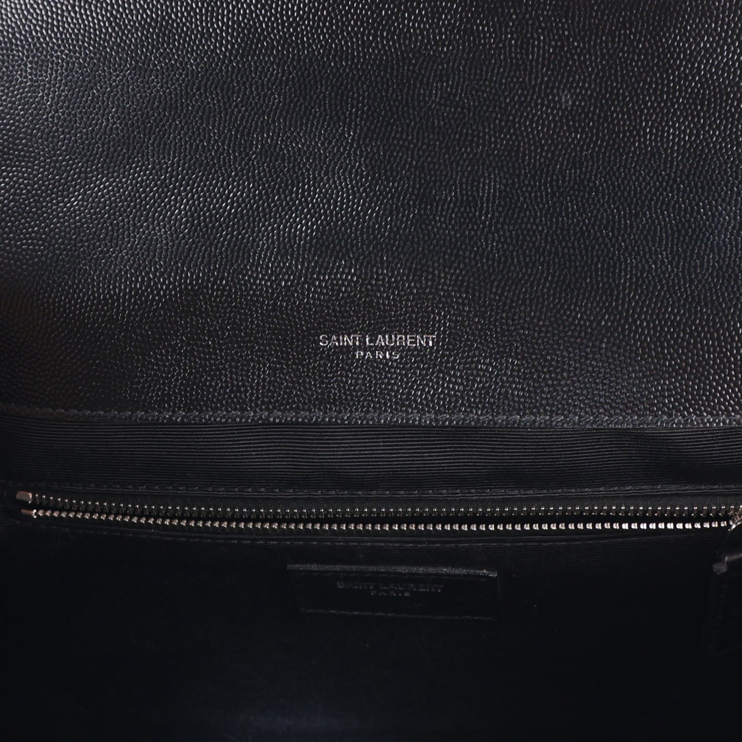 Grain De Poudre Textured Mixed Matelasse Large Triquilt Monogram Satchel Black