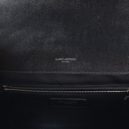 Saint Laurent Grain De Poudre Textured Mixed Matelasse Large Triquilt Monogram Satchel Black 6 of 11