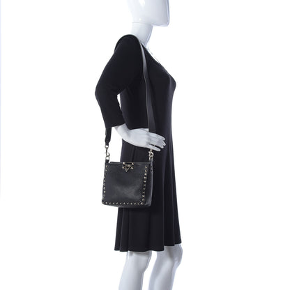 Valentino Garavani Pebbled Calfskin Mini Rockstud Flip-Lock Messenger Bag Black 2 of 11