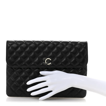 Chanel Lambskin Enamel Quilted Document Portfolio Holder Black 2 of 9