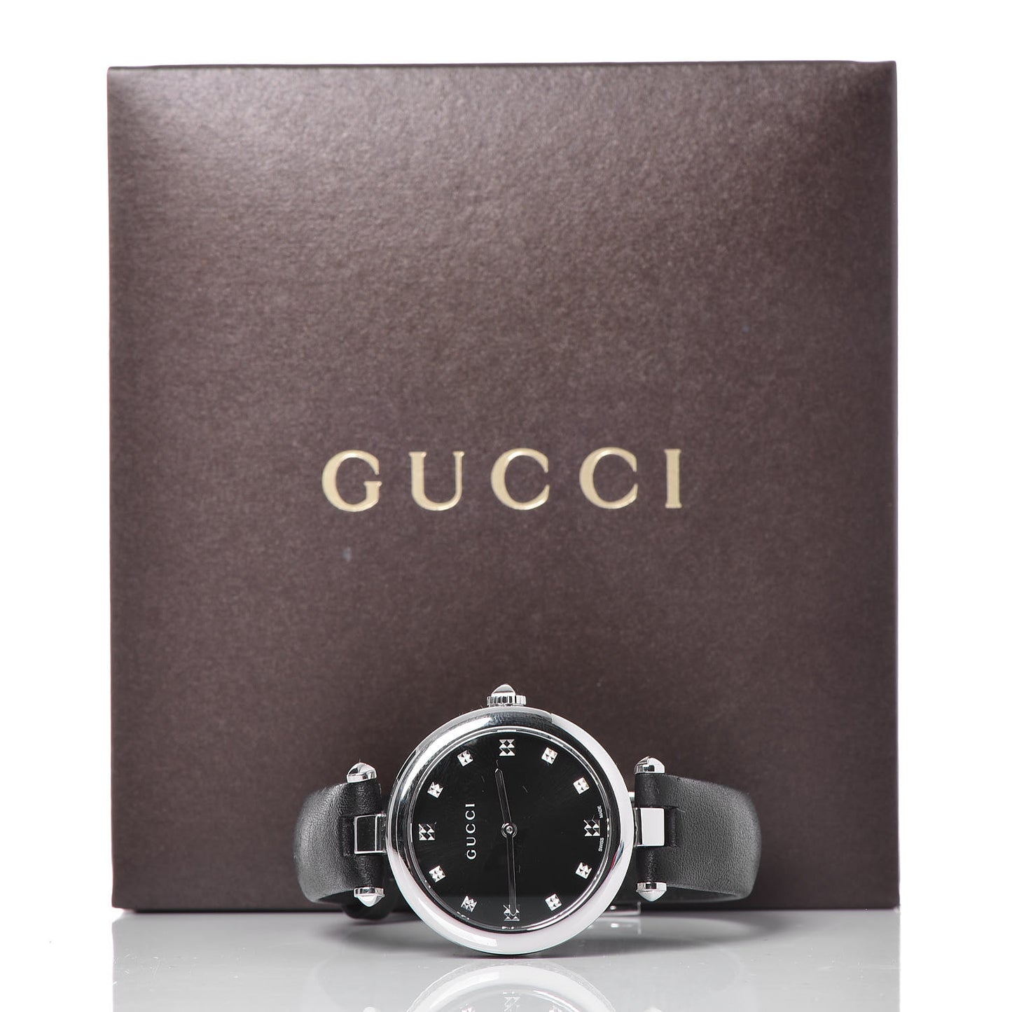 Stainless Steel Calfskin 32mm Diamantissima Quartz Watch Black
