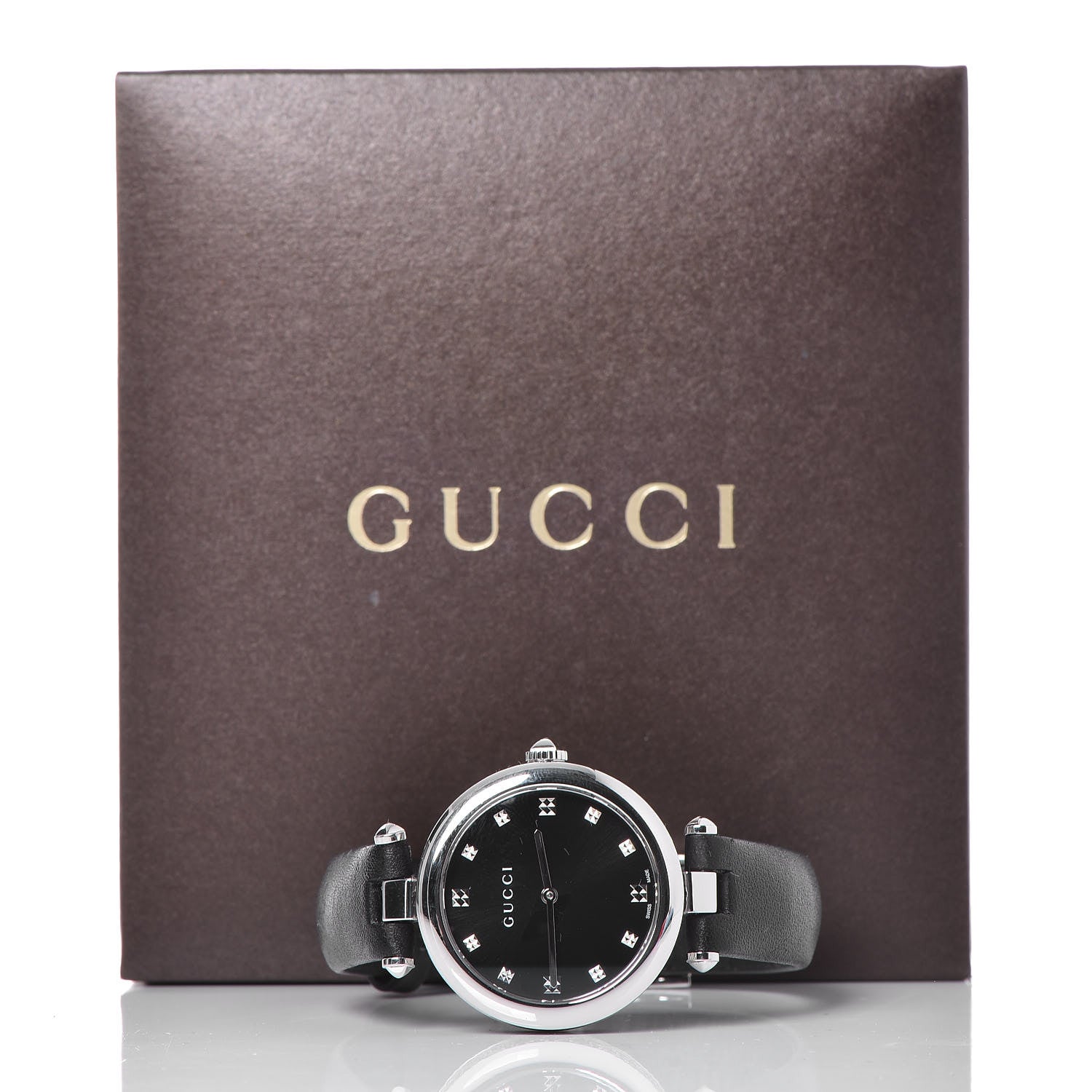 Gucci Stainless Steel Calfskin 32mm Diamantissima Quartz Watch Black 9 of 9