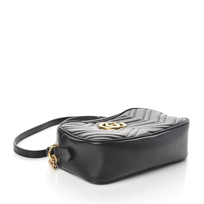 Gucci Calfskin Matelasse Small GG Marmont Chain Shoulder Bag Black 3 of 8