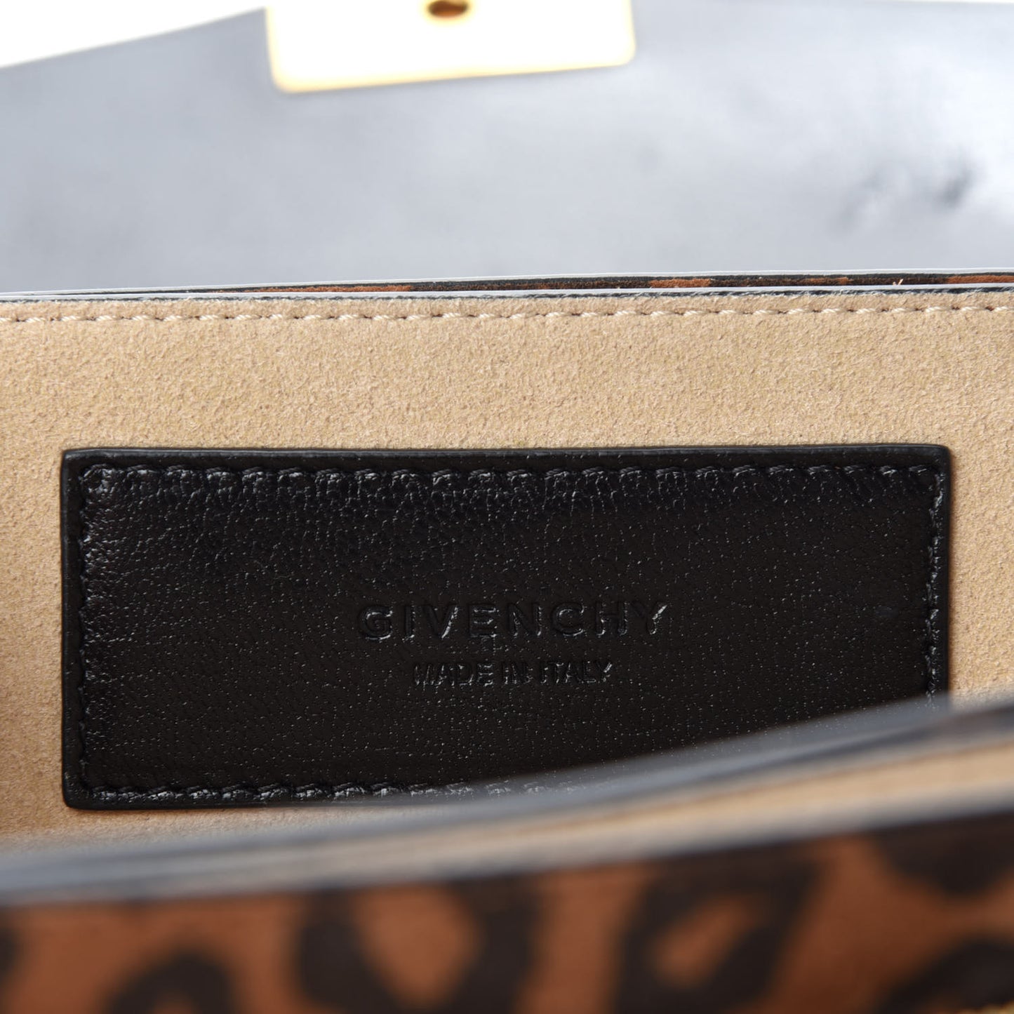 Calfskin Suede Leopard Print Small GV3 Shoulder Bag Black Chestnut
