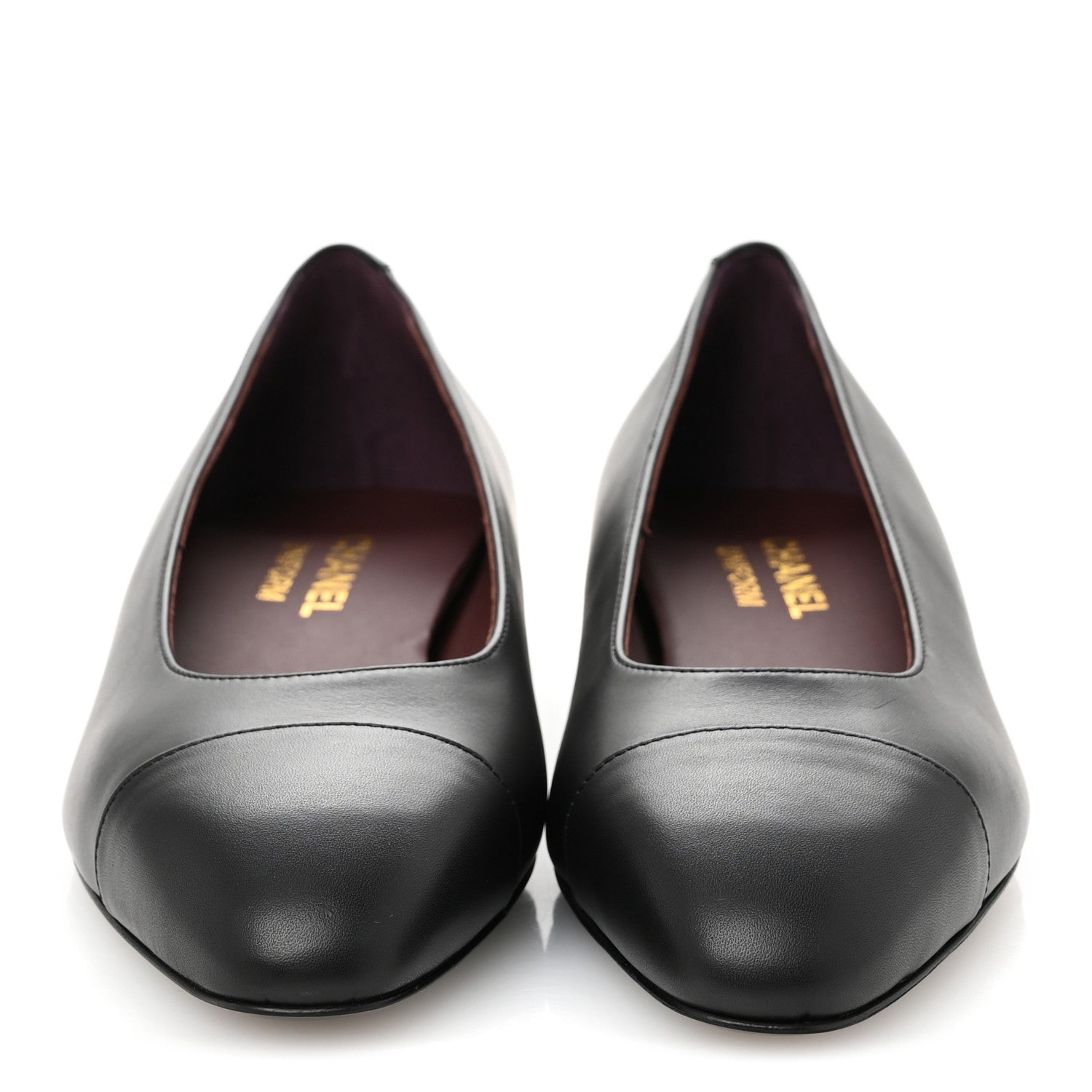 Chanel Lambskin Cap Toe Ballerina Flats 37 Black 3 of 9