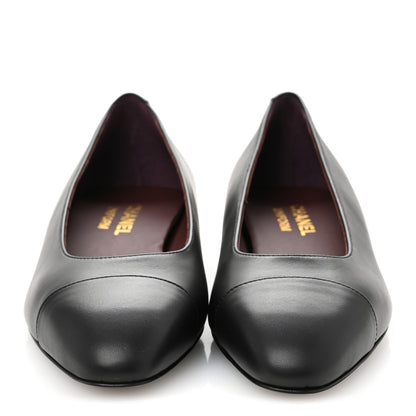 Chanel Lambskin Cap Toe Ballerina Flats 37 Black 3 of 9