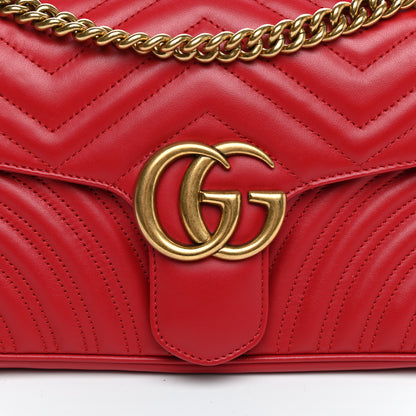 Gucci Calfskin Matelasse Small GG Marmont Shoulder Bag Hibiscus Red 10 of 10