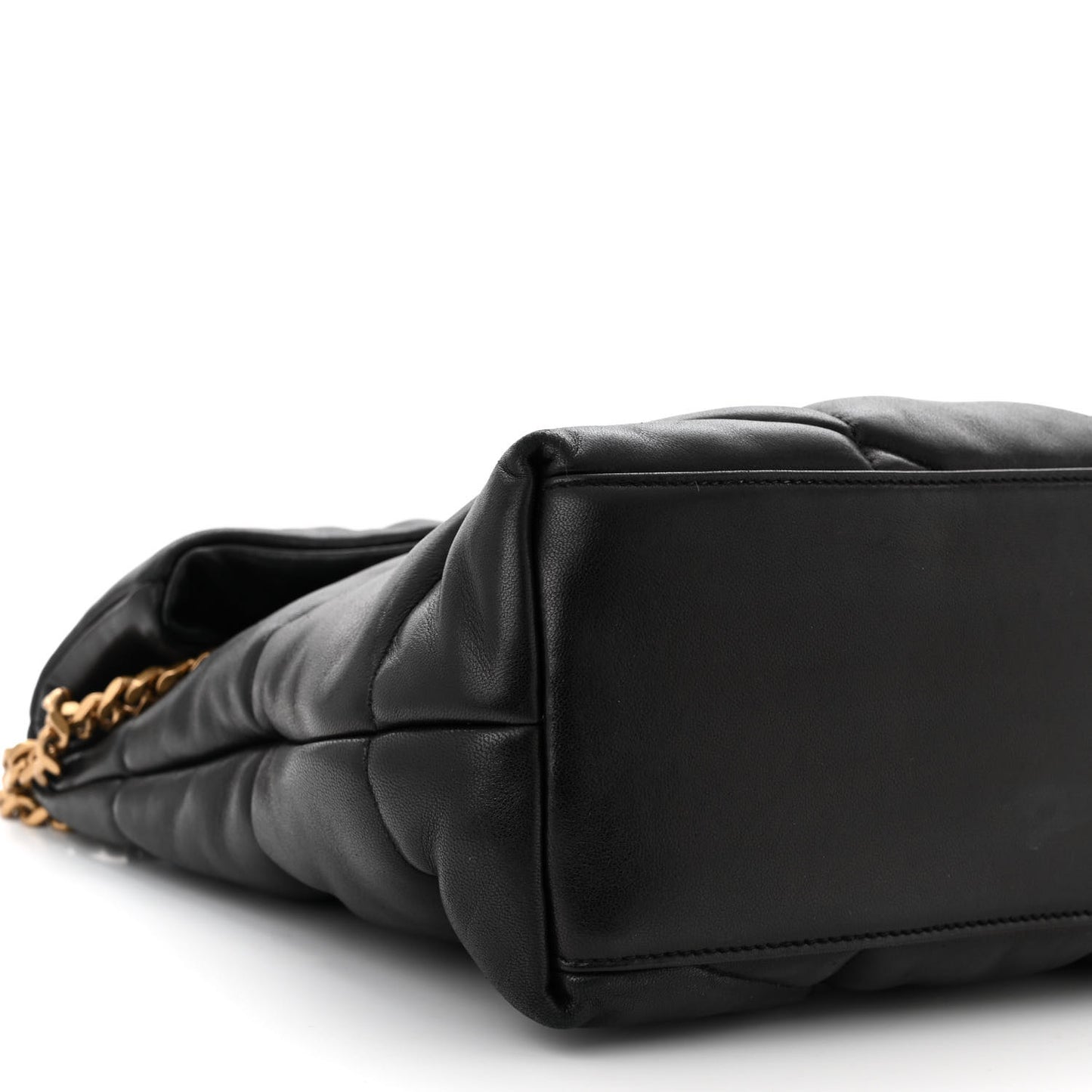 Lambskin Quilted Medium Loulou Puffer Monogram Chain Satchel Black