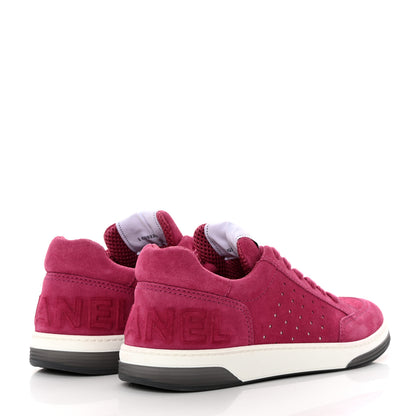 Chanel Suede Calfskin Logo Sneakers 39 Dark Pink 4 of 13