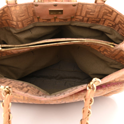 Fendi Metallic Lurex Zucca Mia Tote Arancio 5 of 10