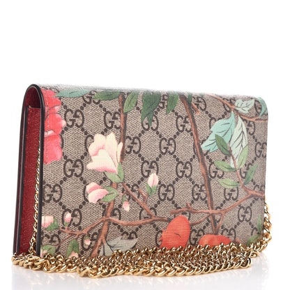 Gucci GG Supreme Monogram Tian Chain Wallet Beige Multicolor Red 3 of 6