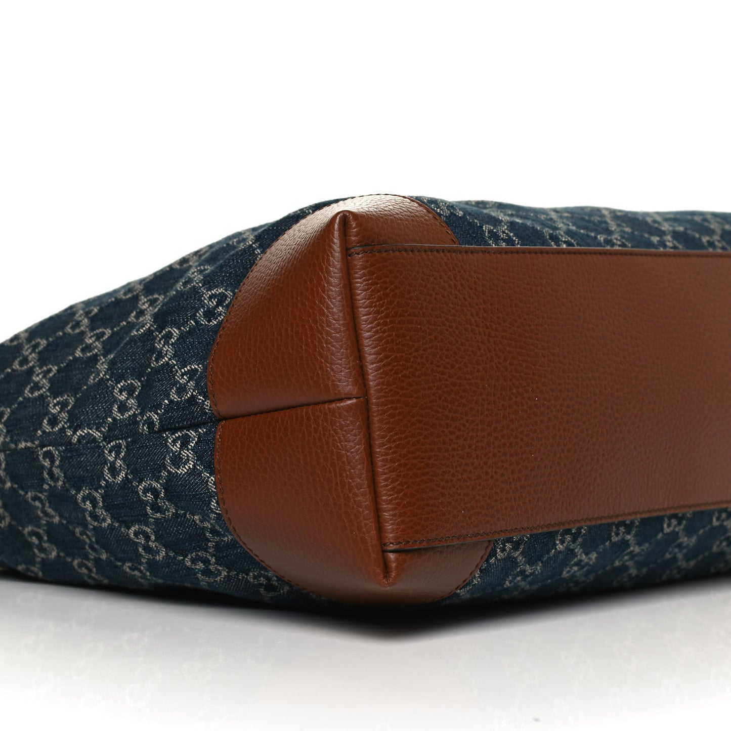 New Denim GG Monogram Medium Ophidia Shopping Tote Blue Tea Cuir