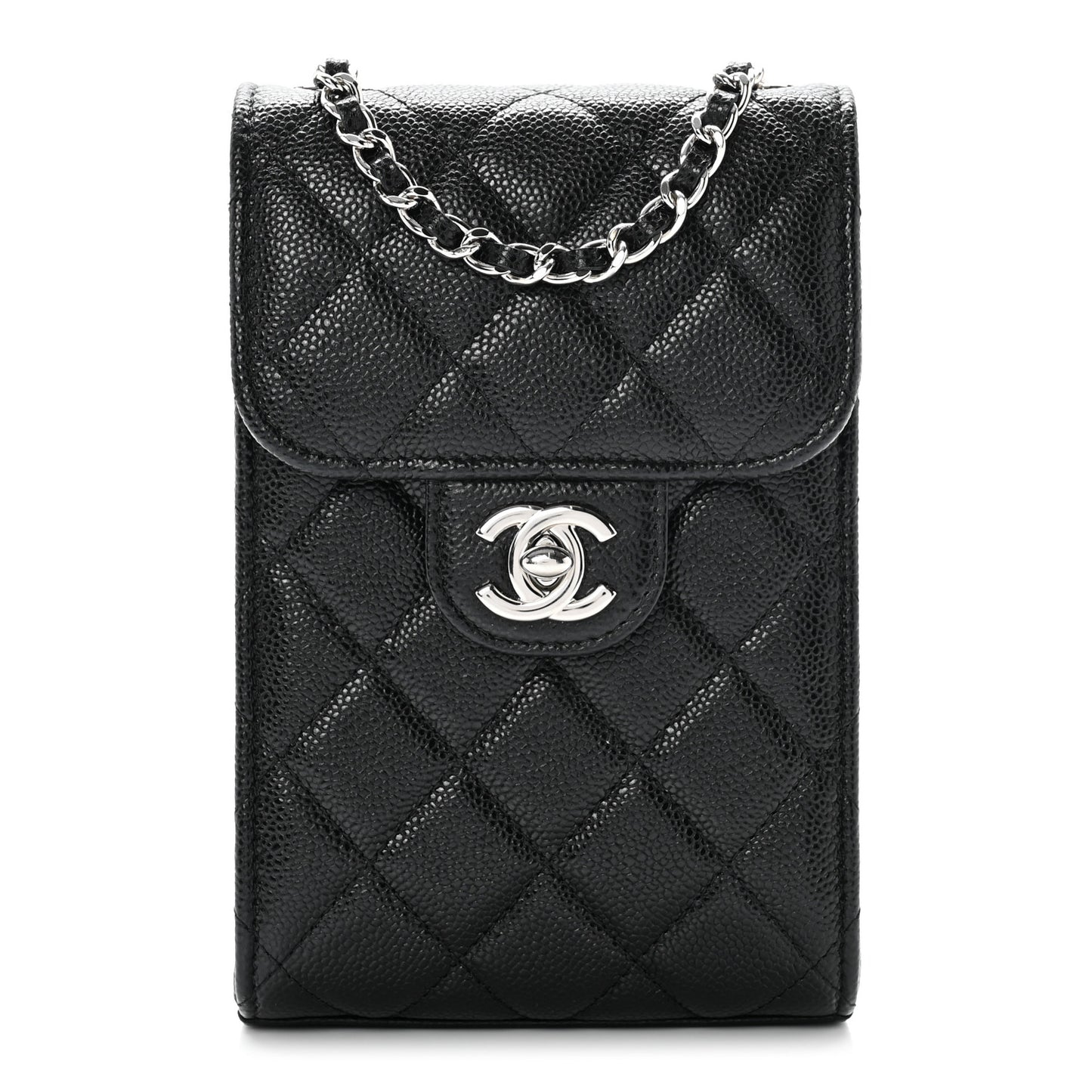 Caviar Quilted Classic Phone Holder Black