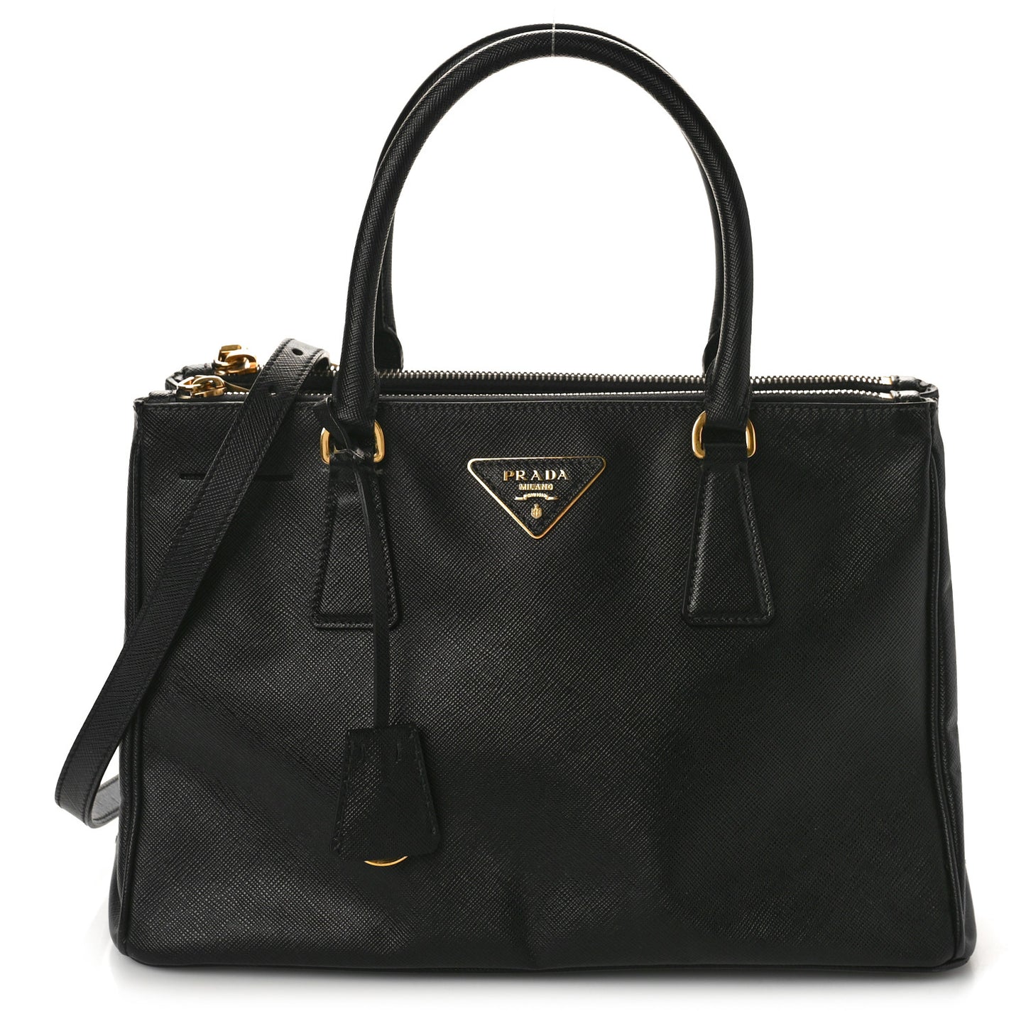 Saffiano Small Galleria Double Zip Tote Black