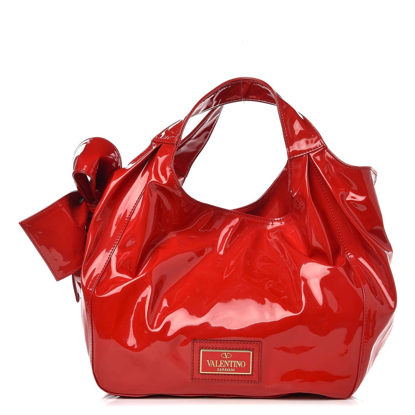Patent Lacca Small Nuage Bow Hobo Red