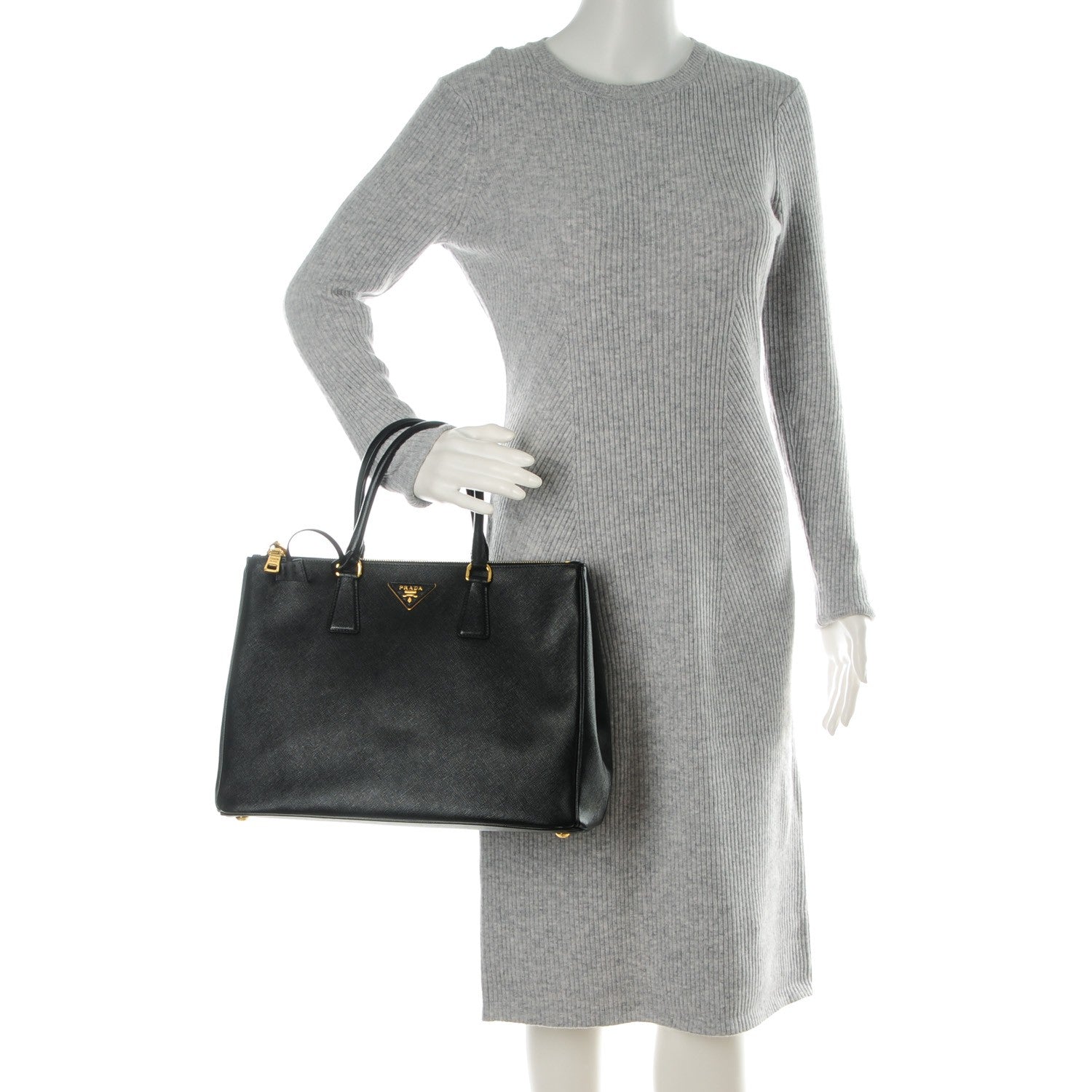 Prada Saffiano Large Galleria Double Zip Tote Black 2 of 9