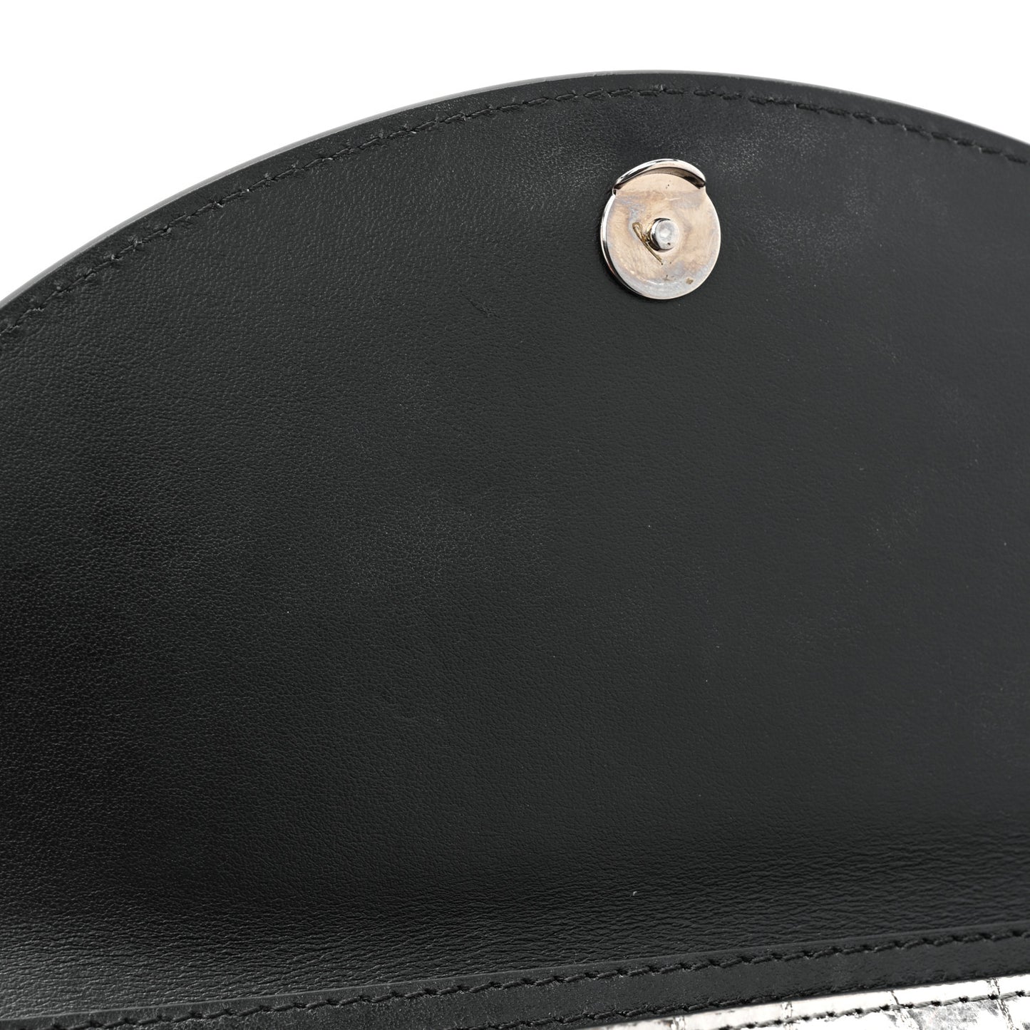 Metallic Embossed Crocodile Loubi54 Crossbody Clutch Silver