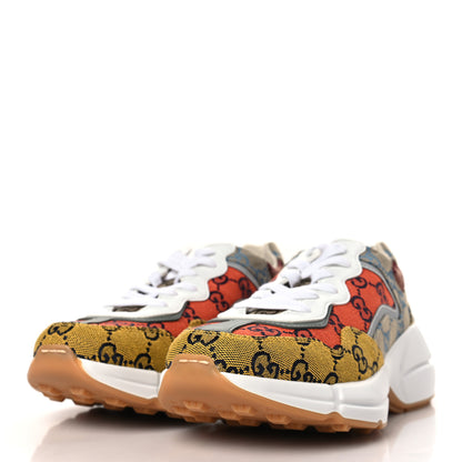 Gucci Monogram Multicolor Demetra Womens Rhyton Sneakers 38 Yellow Blue Great White Tabasco 3 of 8