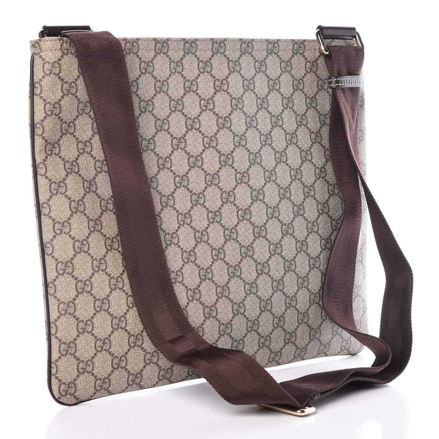 GG Supreme Monogram Medium Flat Messenger Bag Dark Brown