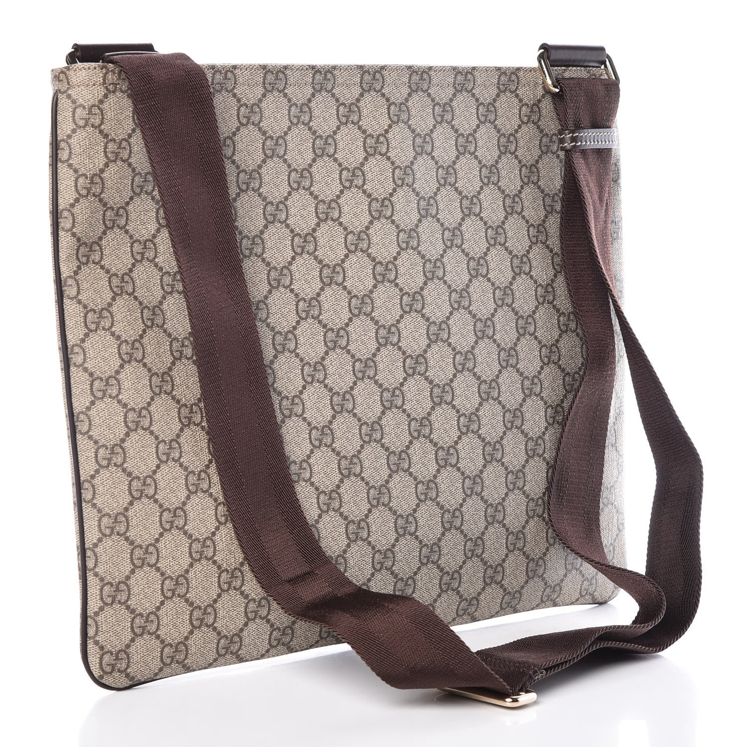 Gucci GG Supreme Monogram Medium Flat Messenger Bag Dark Brown 4 of 10