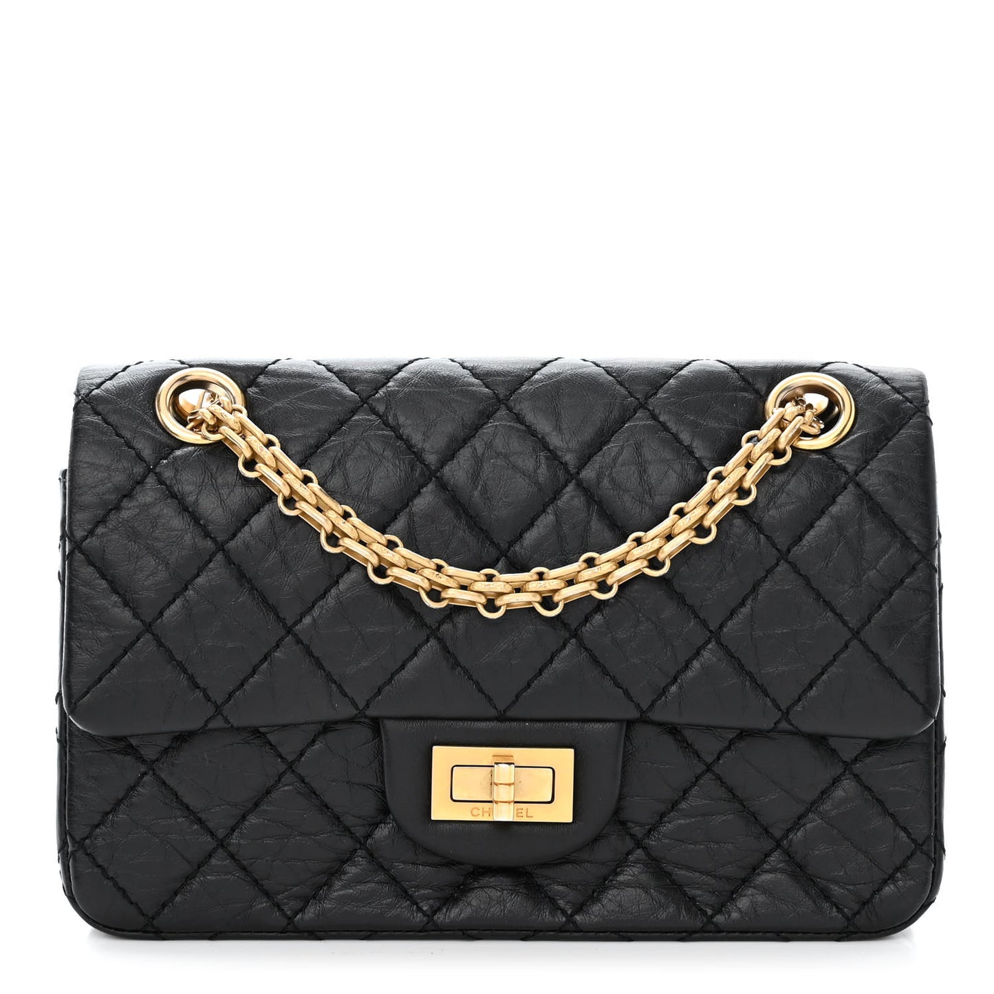 Aged Calfskin Quilted 2.55 Reissue Mini Flap Black