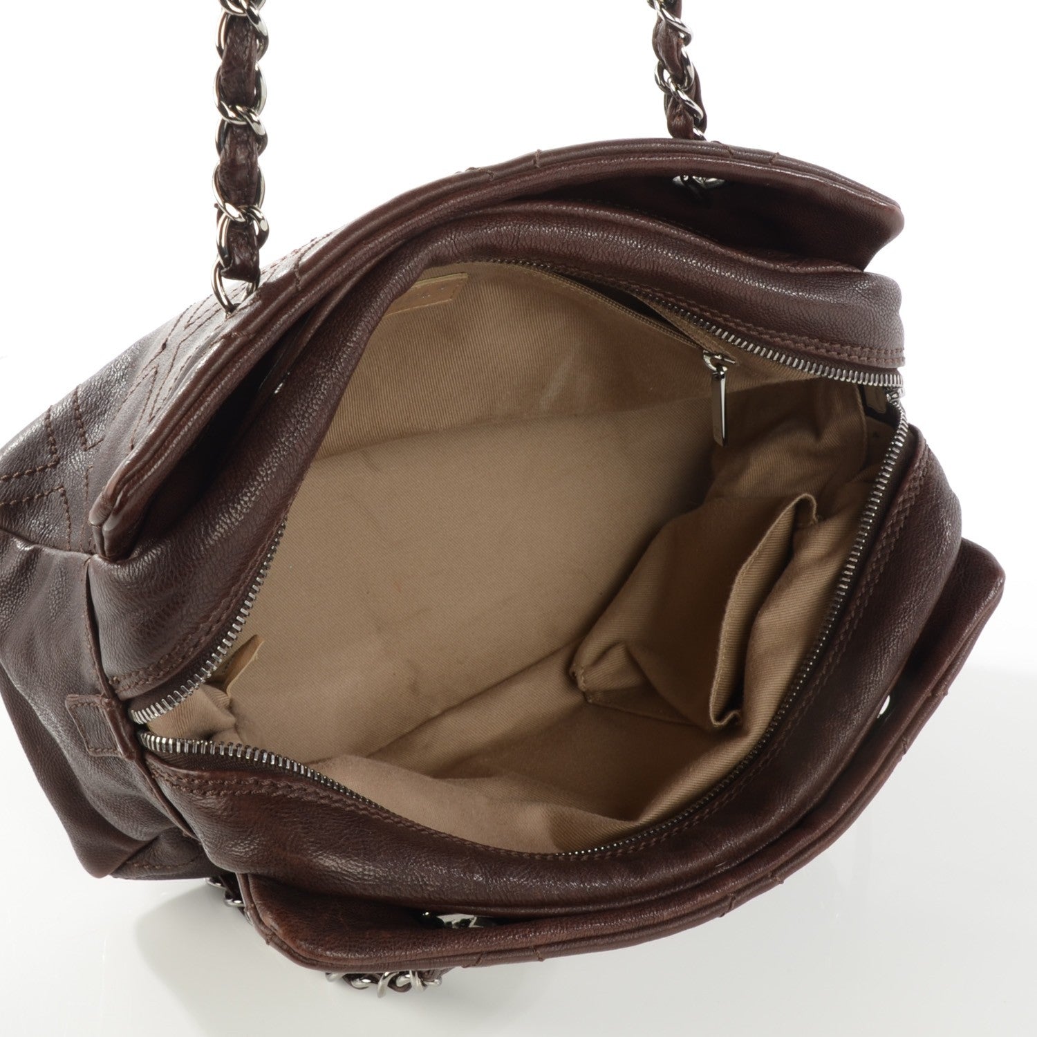 Chanel Calfskin Small Diamond Stitch Tote Brown 7 of 7