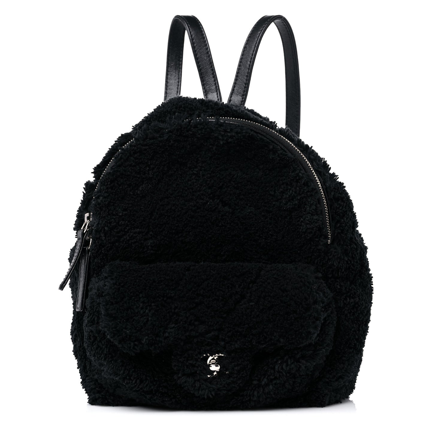 Mixed Fibers Lambskin Calfskin Quilted CC Tender Backpack Black