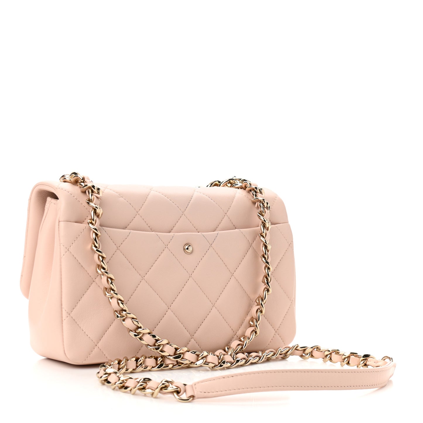 Lambskin Quilted Resin Bi-Color Chain Flap Bag Light Beige